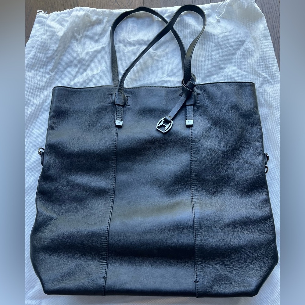 Halston genuine leather shoulder tote bag